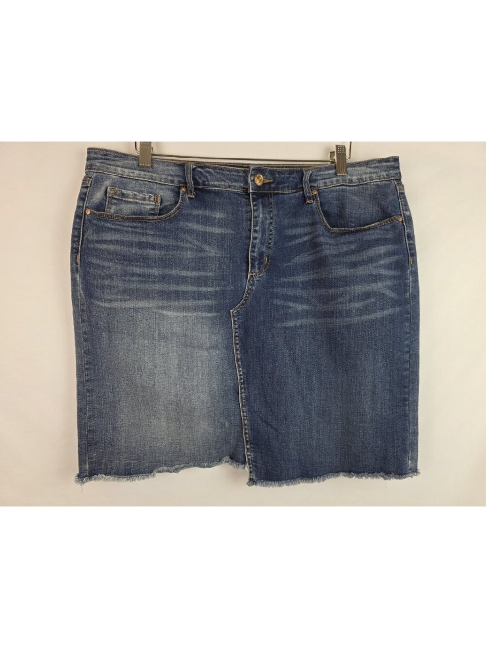 Vintage America Blues Jean Skirt Womens Size 14/32 Denim Cut Off Wonderland Midi